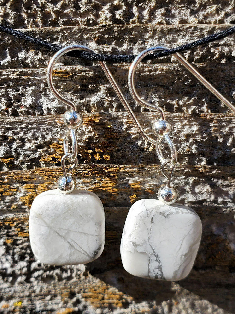 Thumbnail: Calm Seas - MATTE Square Howlite Earrings