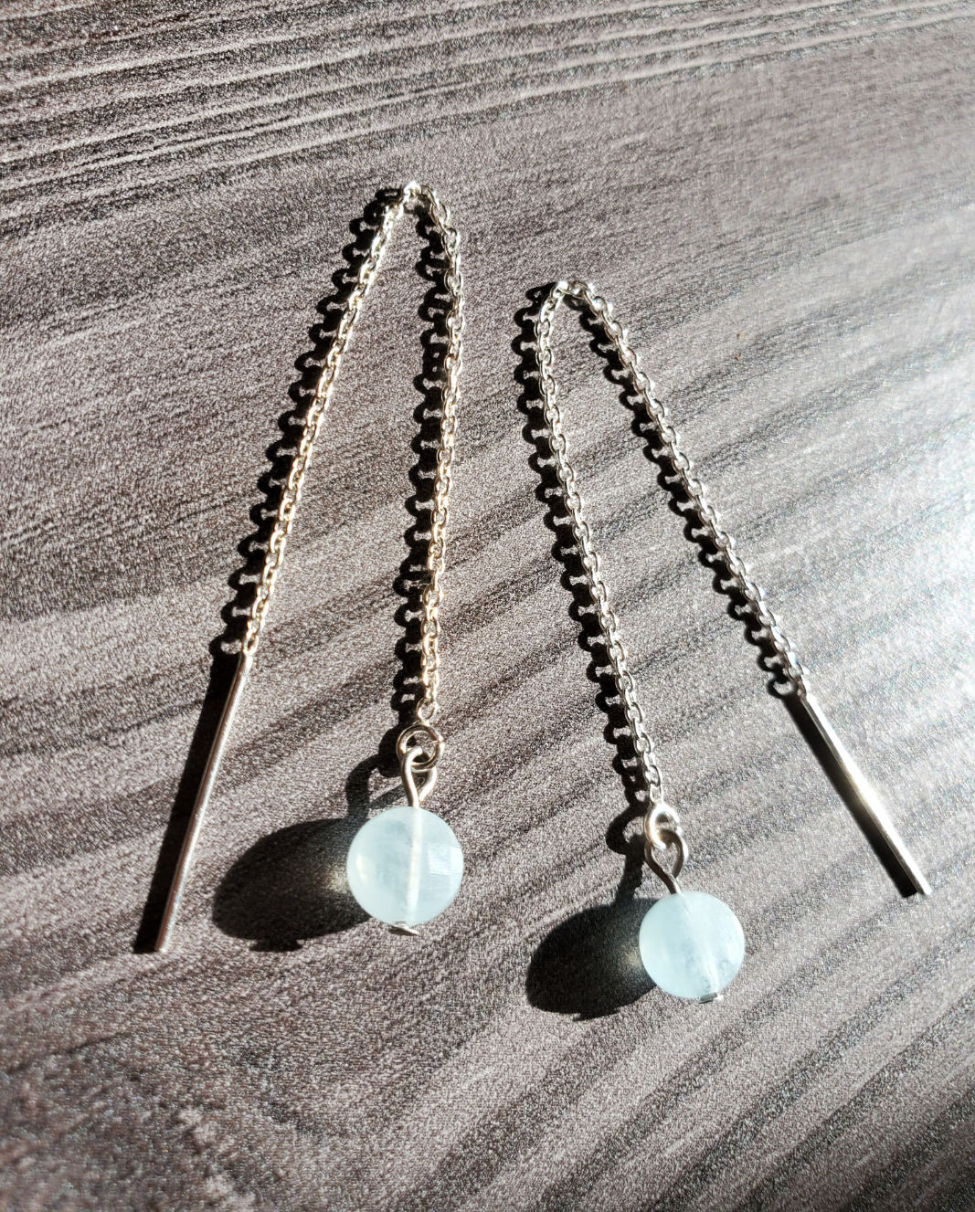 Aquamarine Ear Threaders