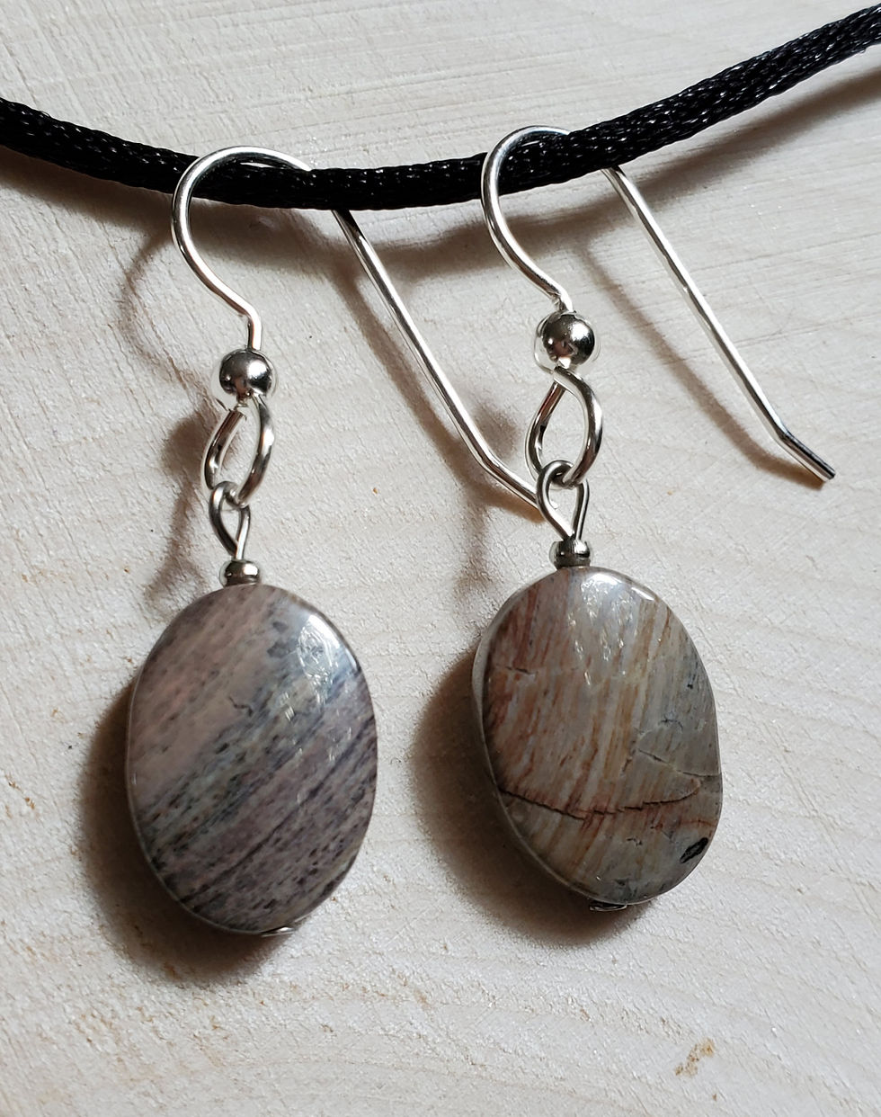 Thumbnail: Boundary Setter - Silver Leaf Jasper Earrings