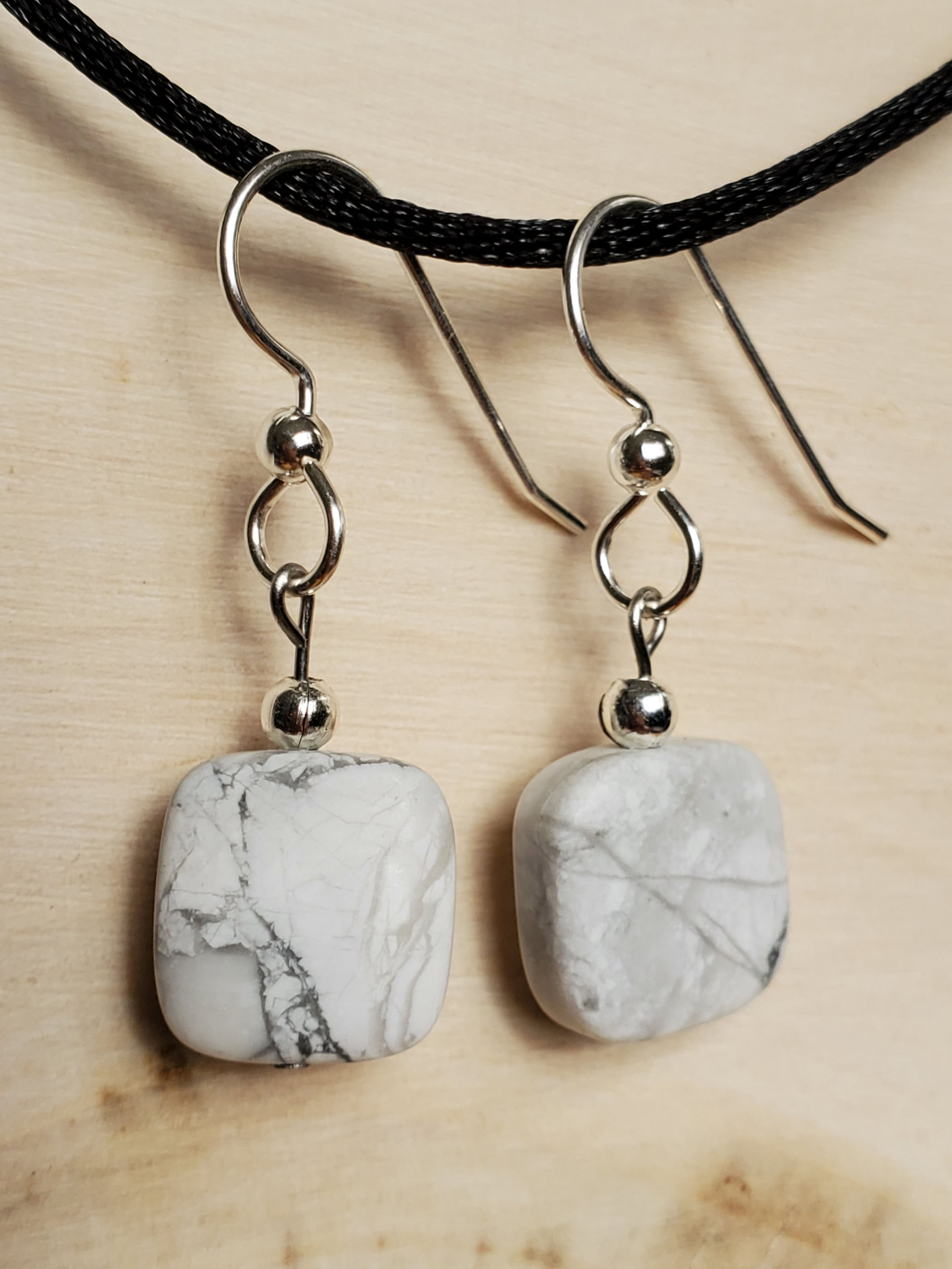 Calm Seas - MATTE Square Howlite Earrings