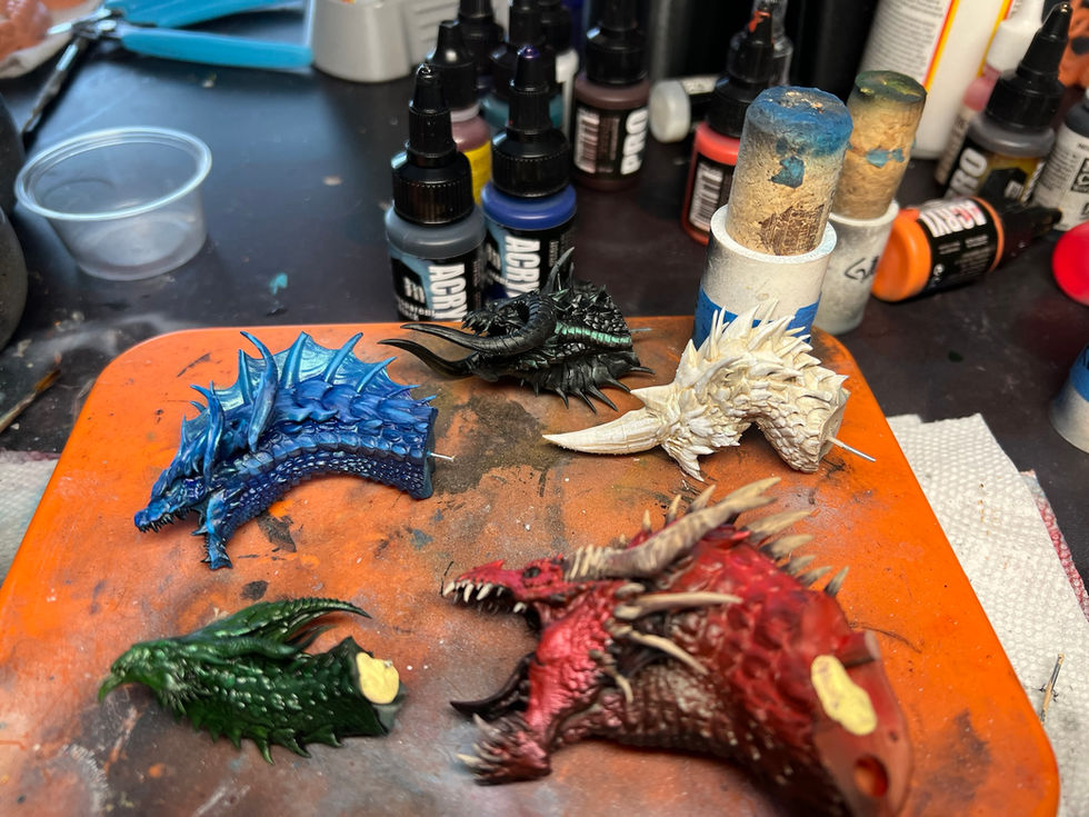Finished painted heads.