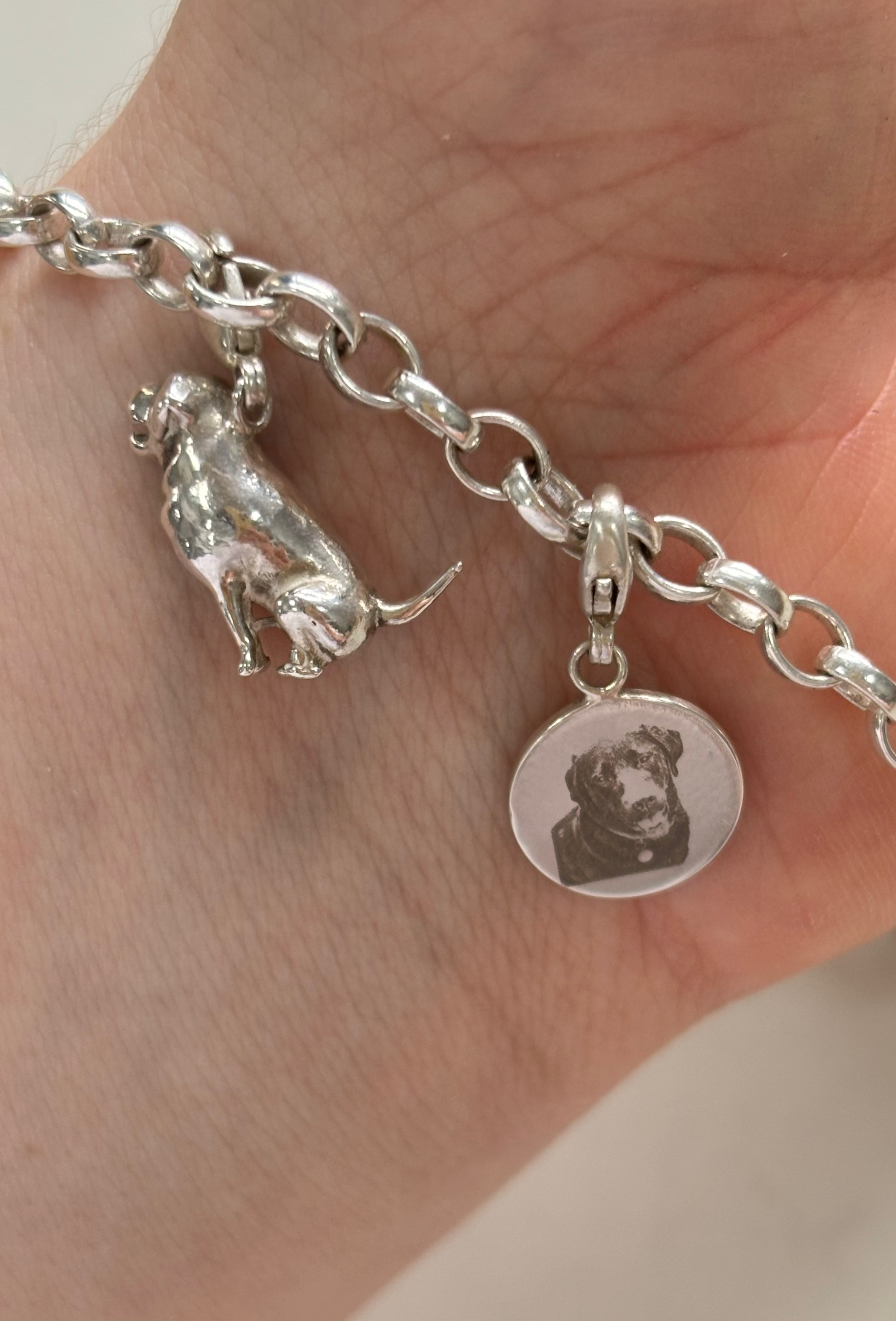 "stories" engraved realistic photo charm