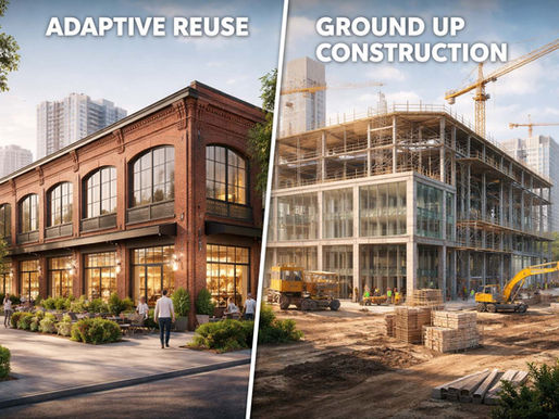 Adaptive reuse vs ground-up construction commercial architecture project in Georgia