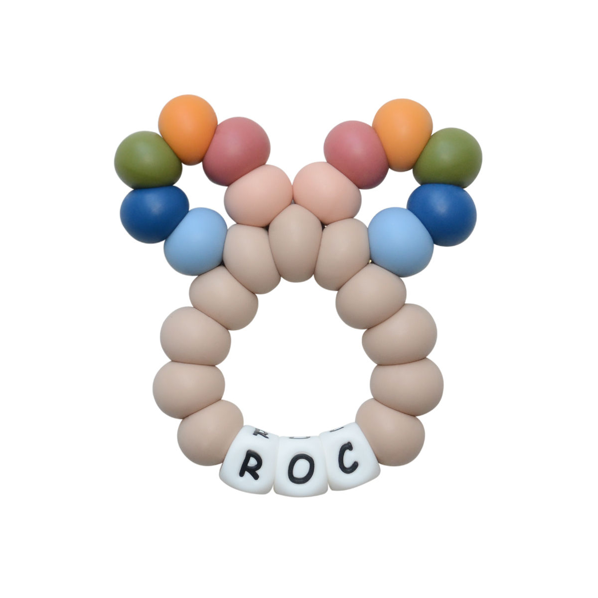 Mordedor Personalizado en forma de conejo de silicona alimentaria modelo BUNNY SUNSET - Accesorios para bebé