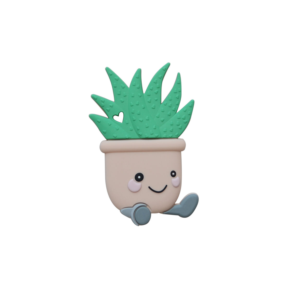 Vista frontal del mordedor de silicona en forma de aloe vera - Accesorios para bebé