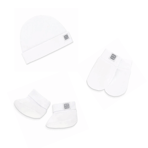 Miniatura: Gorrito, manoplas y patucos modelo Plain en color blanco - Accesorios para bebé