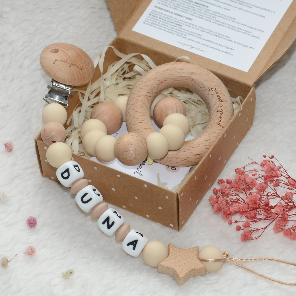 Mordedor y Chupetero Personalizado modelo STAR en color marfil