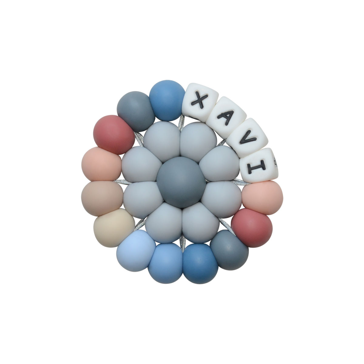 Mordedor Personalizado en forma de flor de silicona alimentaria modelo DAISY VELVET - Accesorios para bebé