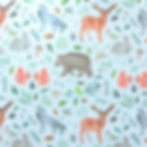 Muselina WOODLAND con estampado de animales y plantas 70% bambú y 30% algodón orgánico - Accesorios para bebé