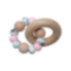 Miniatura: Mordedor de silicona y madera modelo MOSAIC color terrazzo y rosa - Accesorios para bebé