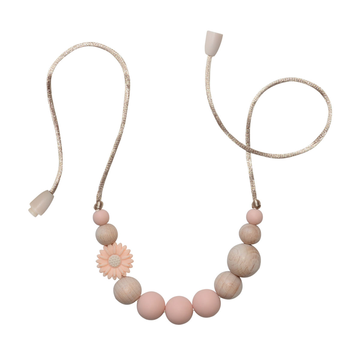 Collar de lactancia modelo BOHO con flor de silicona en color melocotón - Accesorios para bebé
