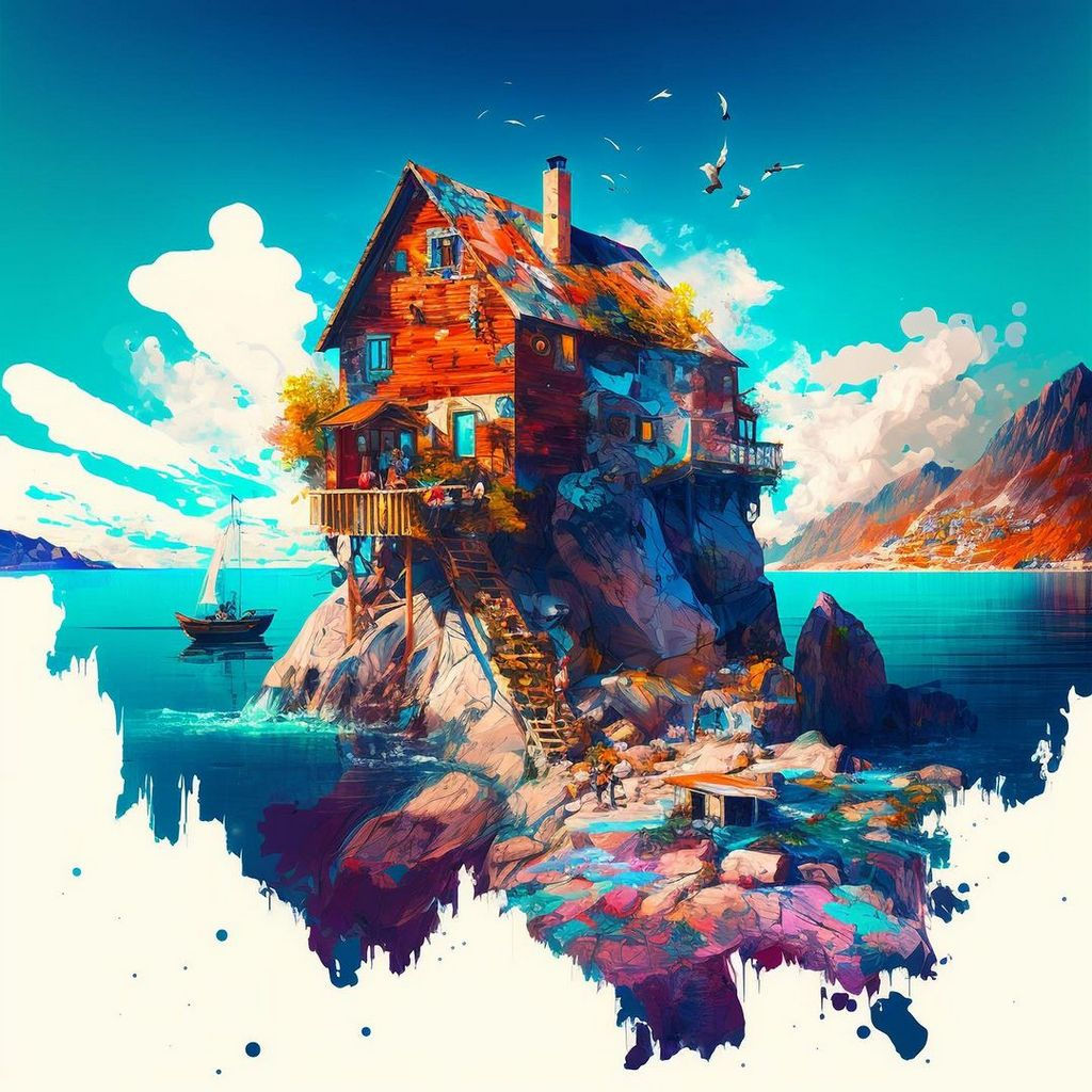 Colorful House In Water