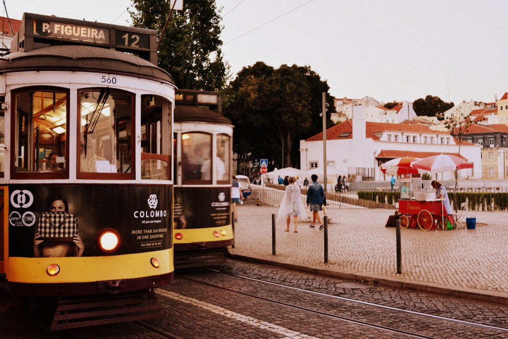 Lisboa, Lisboa, Portugal Two Black-And-Yellow Trains At Daytime