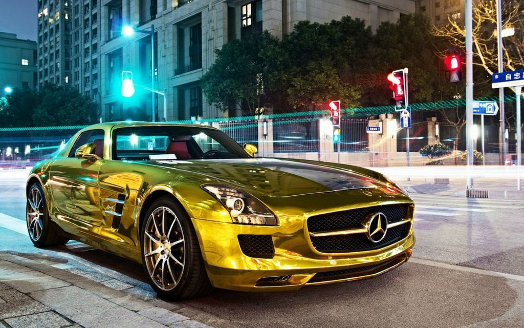 Golden Mercedes Amg - Poster