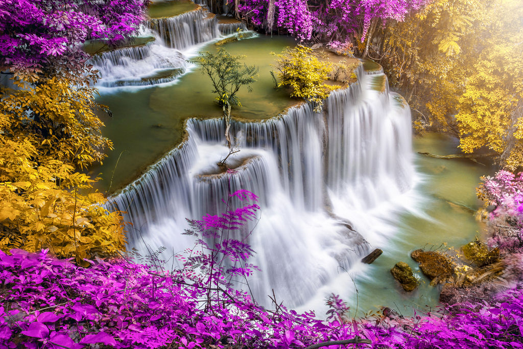 Beautiful-Waterfall-Nature-Scenery-Of-Colorful-Deep-Forest