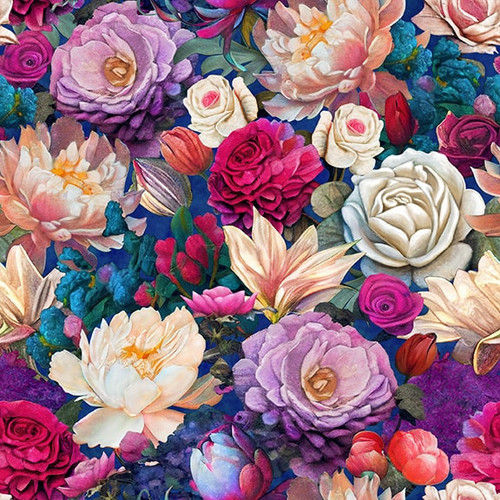 1 Yard Pre-cut - Blank Quilting - Night Garden - Floral 3553-50 | On The Bias Designs