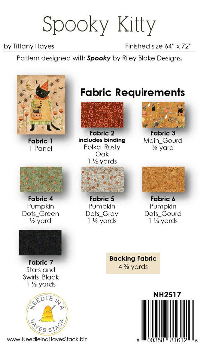 Needle in a Hayes Stack - Spooky Kitty Panel Quilt Pattern (back)  | On The Bias Designs