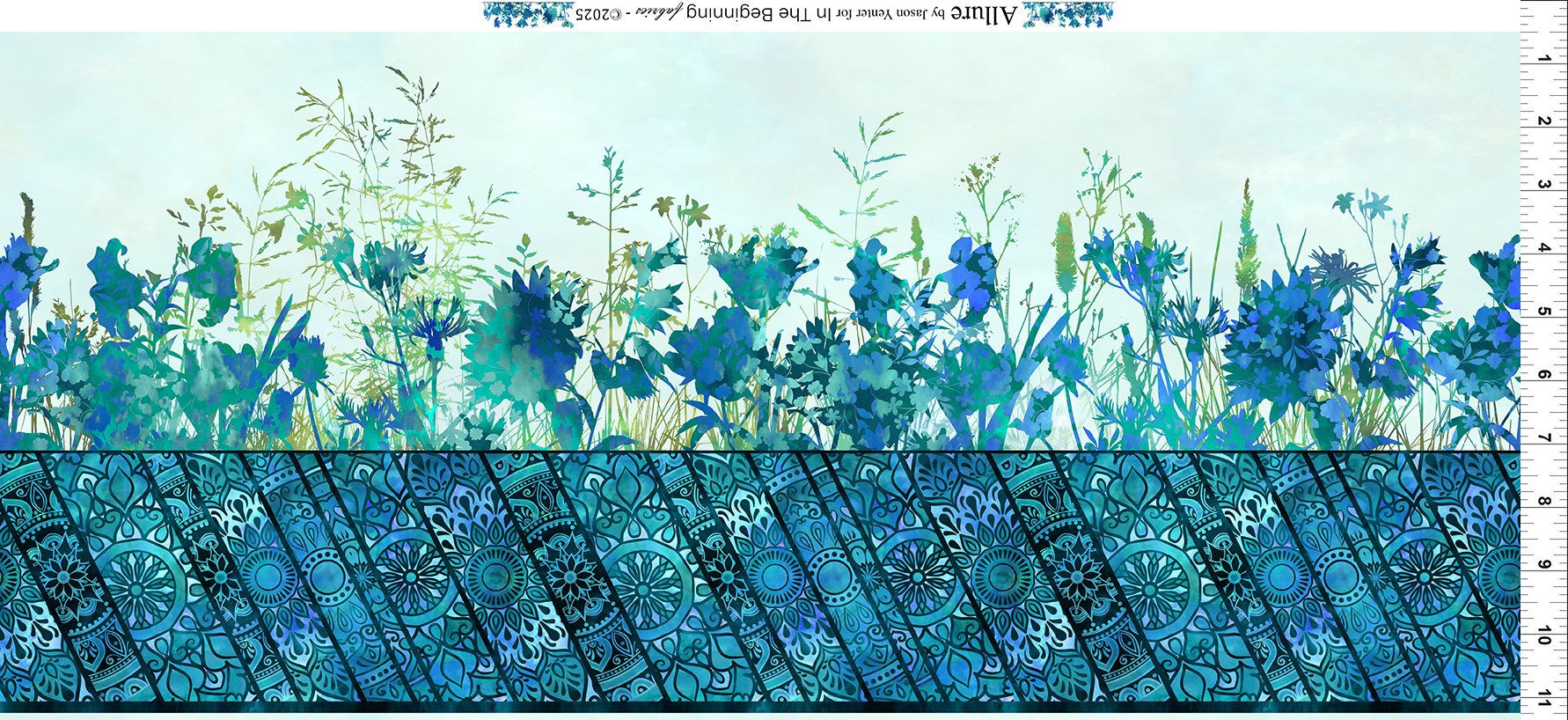 In The Beginning Fabrics - Allure - Border Blue 1ALR2 | On The Bias Designs