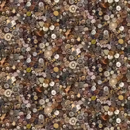 Timeless Treasures - Thread and Thimble - Brown Buttons CD4326-BROWN | On The Bias Designs