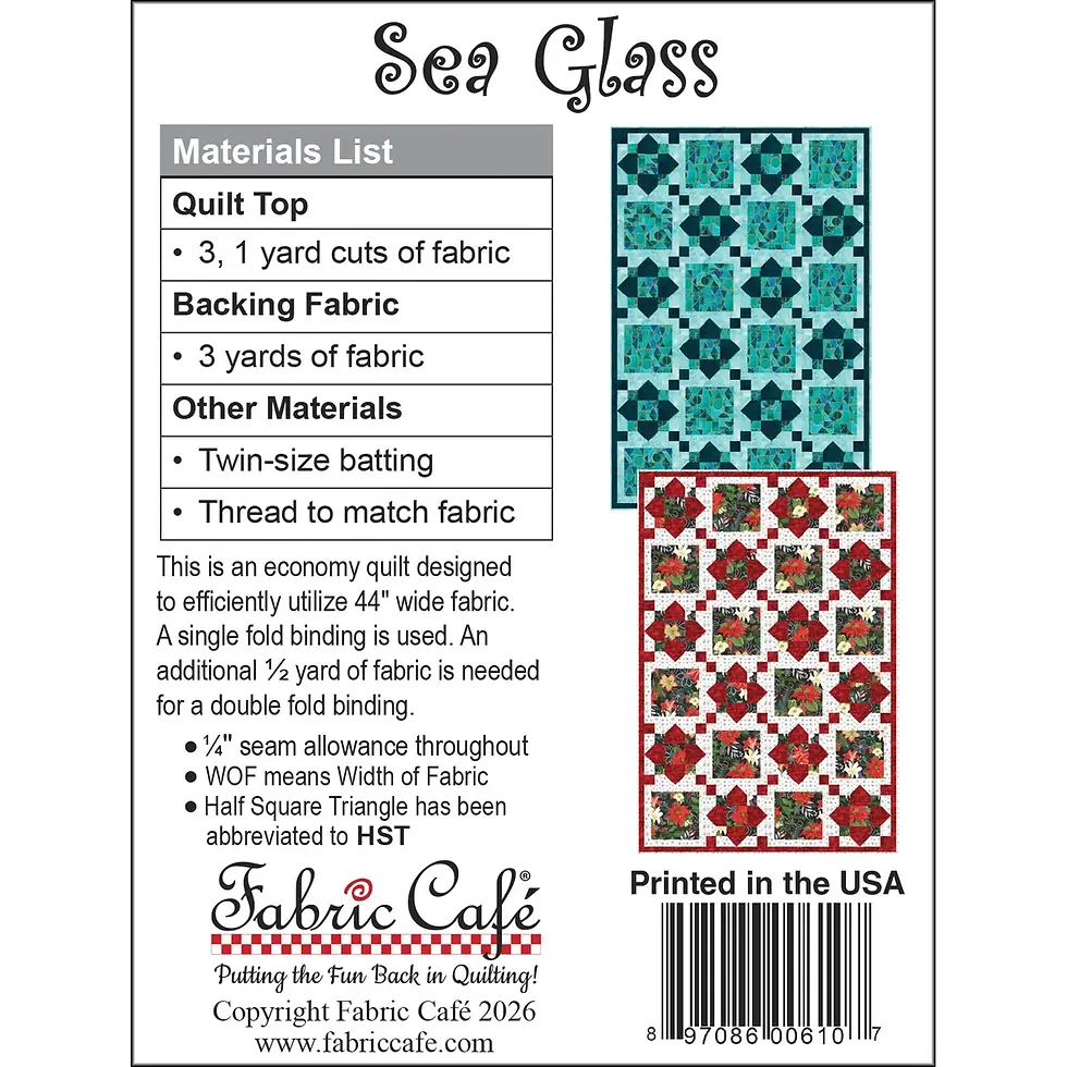 Fabric Cafe (back) - Sea Glass 3-Yard Quilt | On The Bias Designs
