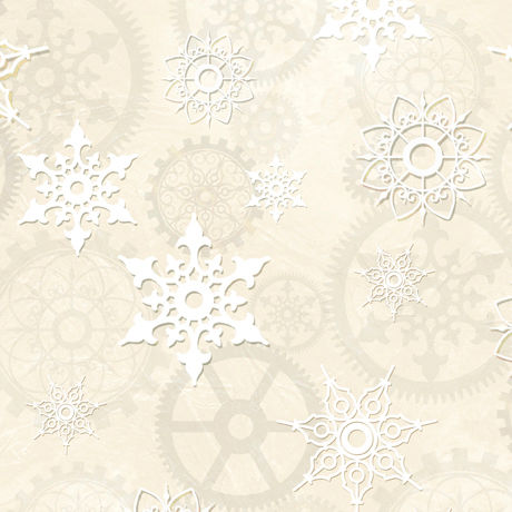 It's a Steampunk Christmas Panel - Gears Cream | OntheBiasDesigns