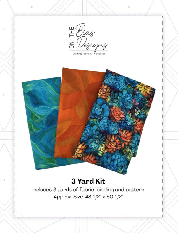 3 Yard Quilt Kit - Blue/Orange | On The Bias Designs