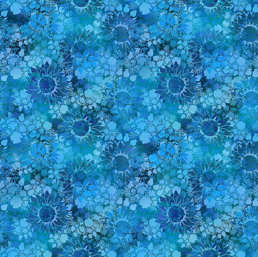 In The Beginning Fabrics - I Dream In Color - Blue Sunflower 3IDC-2 | On The Bias Designs
