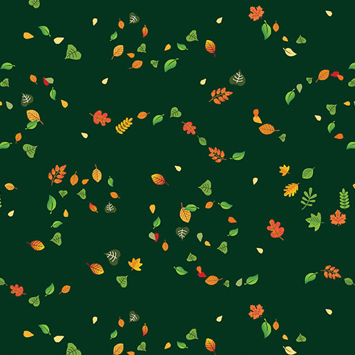 Swirling Leaves Forest Green | OntheBiasDesigns