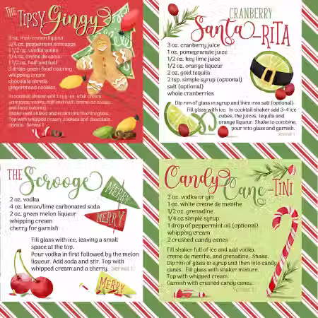 3 Wishes - Happy Alcoholidays - Merry Mixology Panel 24574-MLT | On The Bias Designs