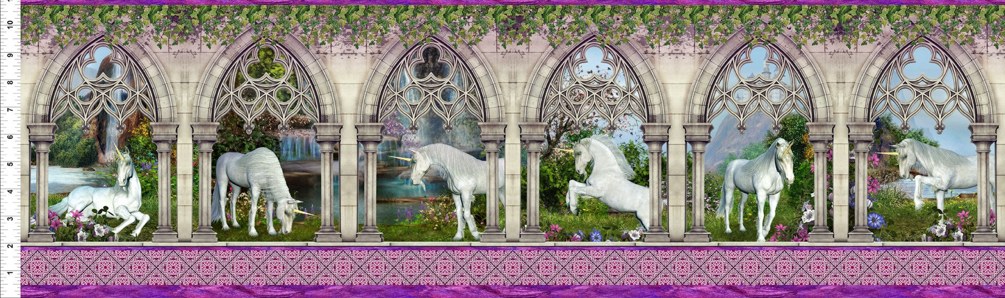 The Beginning Fabrics - Unicorns - Border 3UN-1 | On The Bias Designs