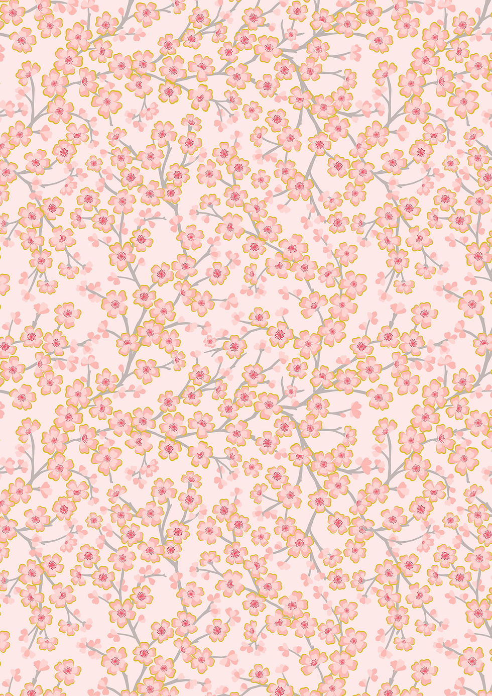 Lewis and Irene - Sakura - Cherry Blossom on Light Pink with Gold Metallic - A923B | On The Bias Designs