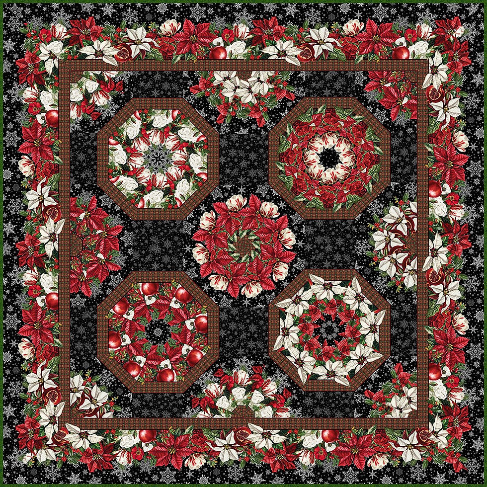 In The Beginning - Winter Enchantment Kaleidoscope Quilt Kit - Black | On The Bias Designs