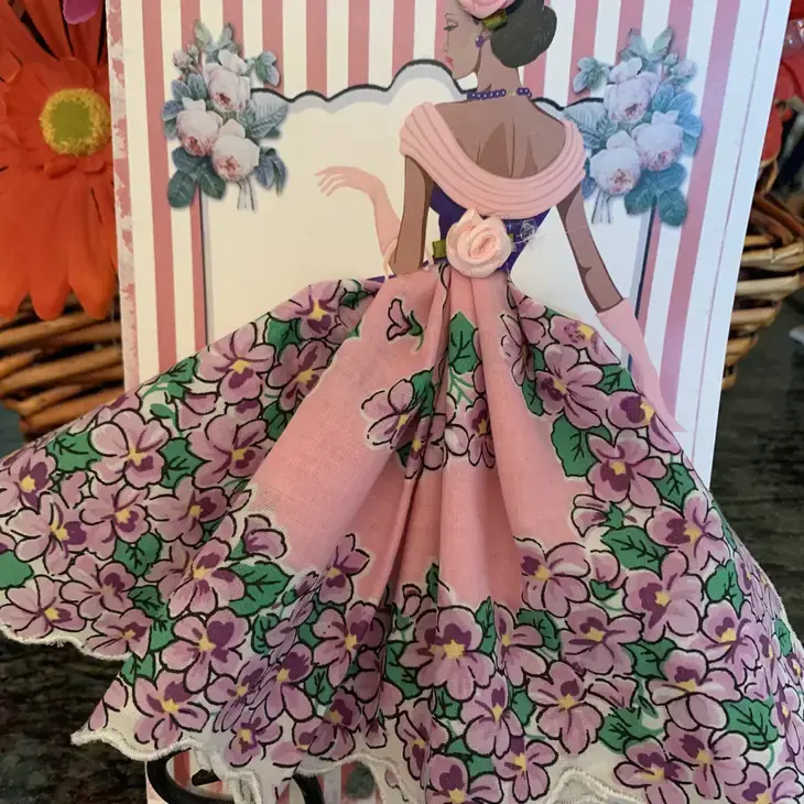 Vintage Girl - Keepsake Hanky Card |  On The Bias Designs
