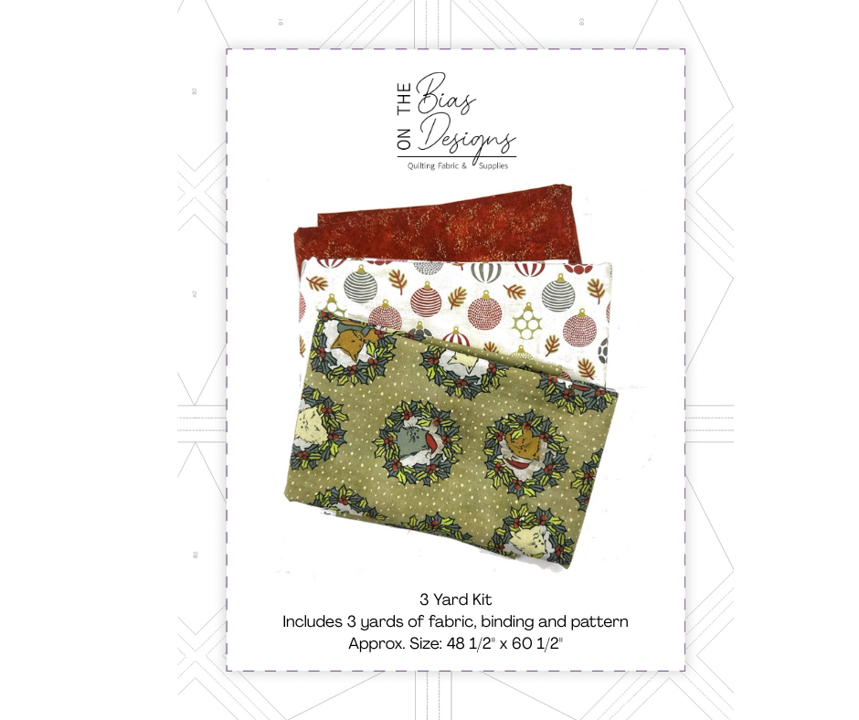 Kitten Christmas Lap Quilt Kit | On The Bias Designs