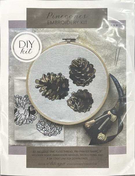 Kate Wyatt Fine Art - Pinecones Embroidery Kit | On The Bias Designs