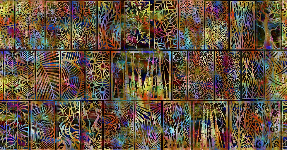 Halcyon II - Woodblock - Multi by Jason Yenter |  On The Bias Designs