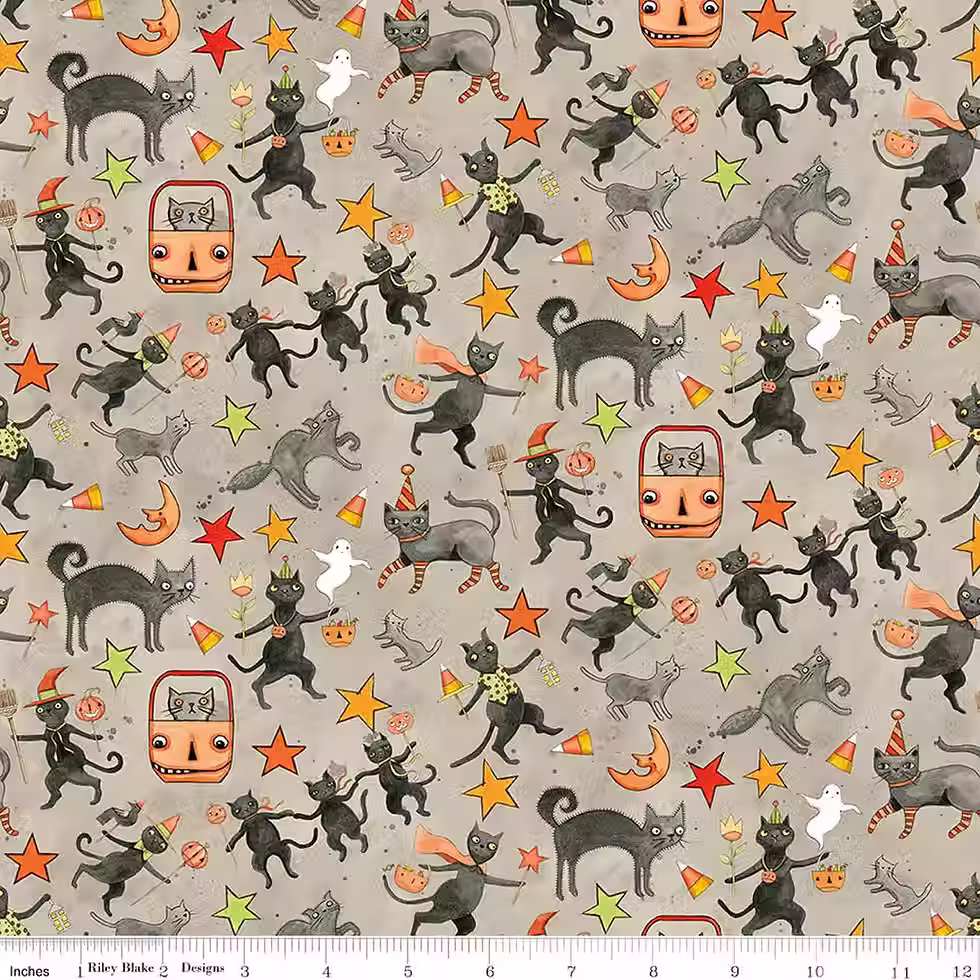 Riley Blake Designs - Spooky Cats Gray C17572-GRAY | On The Bias Designs