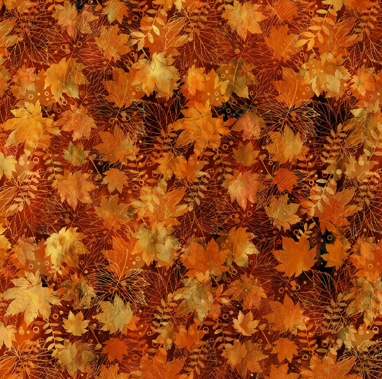 In The Beginning Fabrics - Falling Leaves - Collage Rust 2FLS2 | On The Bias Designs