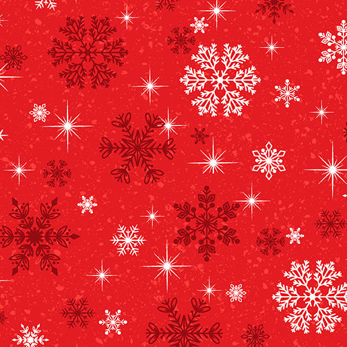 Keeping Cozy - Snowflake Wishes Red | OntheBiasDesigns