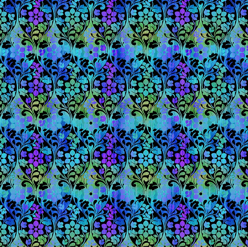 In The Beginning Fabrics - Vivid - Ogee Jewel 5VIV-2 | On The Bias Designs