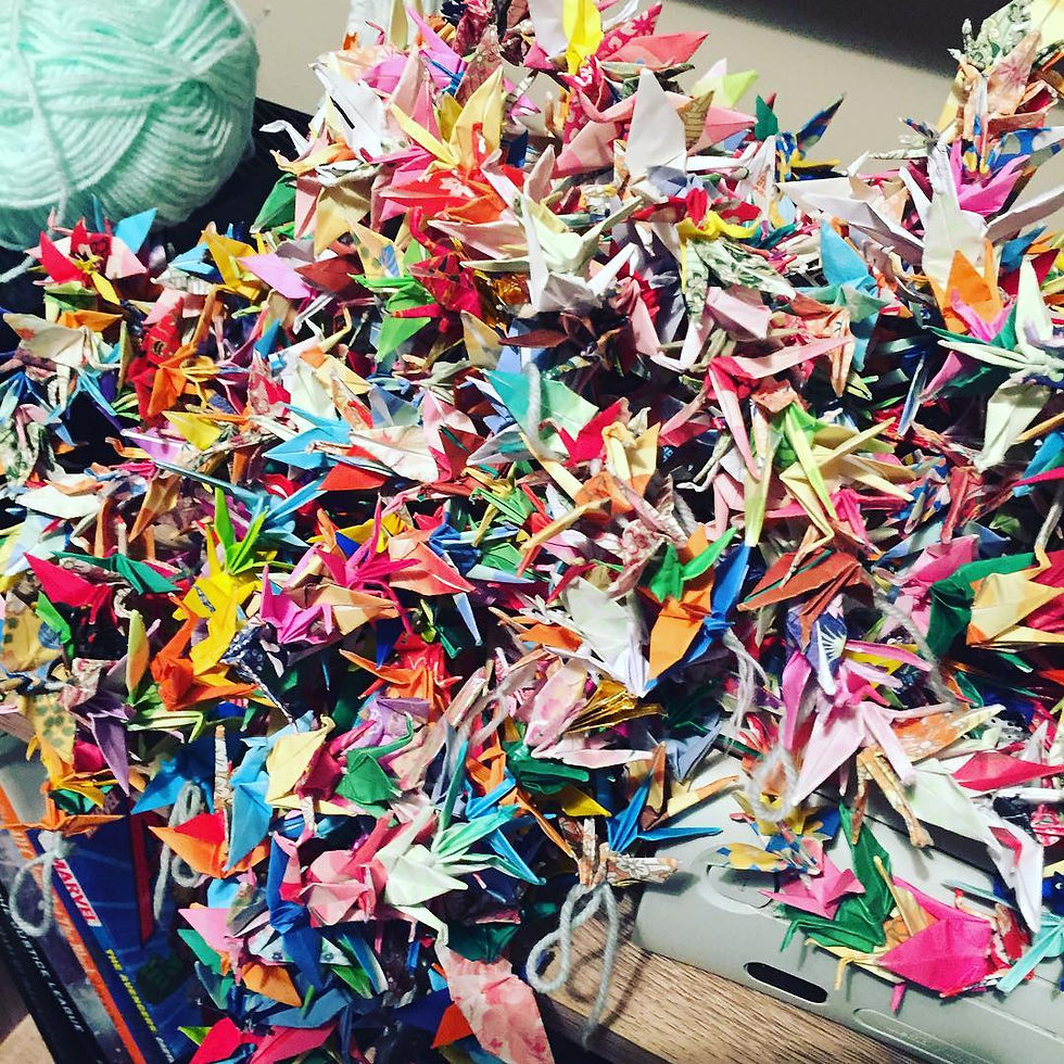 1000 paper cranes stringed together