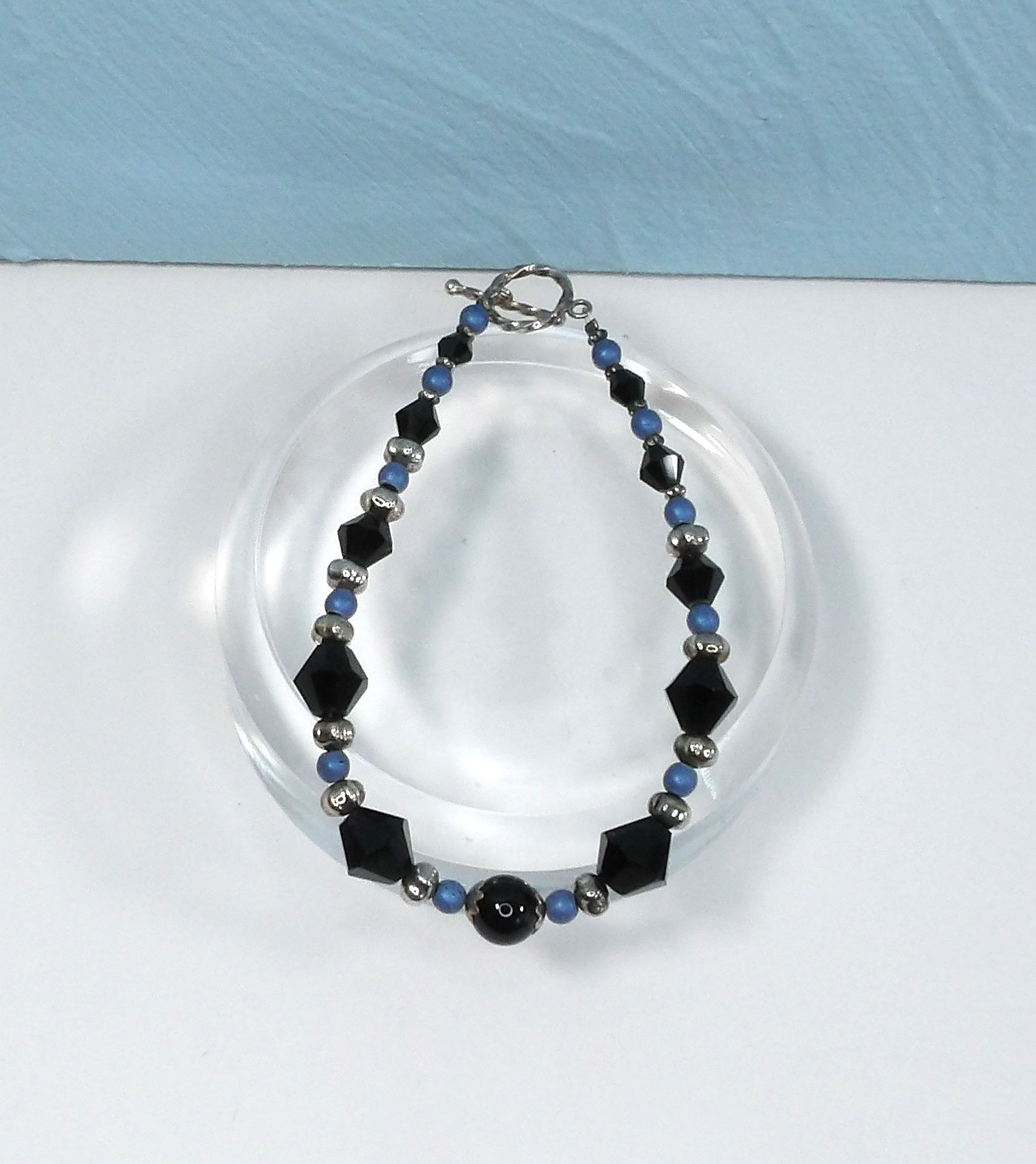 Black & Blue Beaded Bracelet