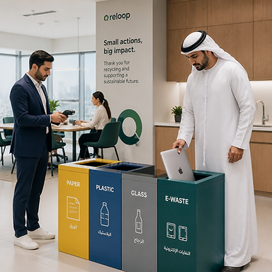 Employees recycling in the office