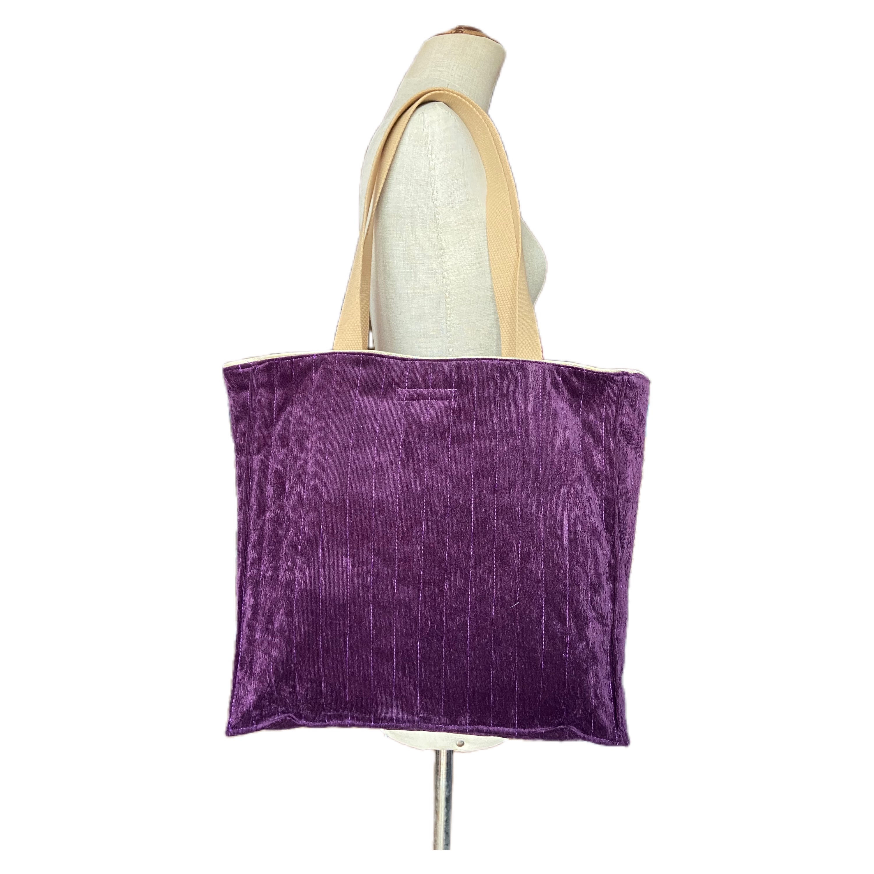 Grand cabas en velours violet