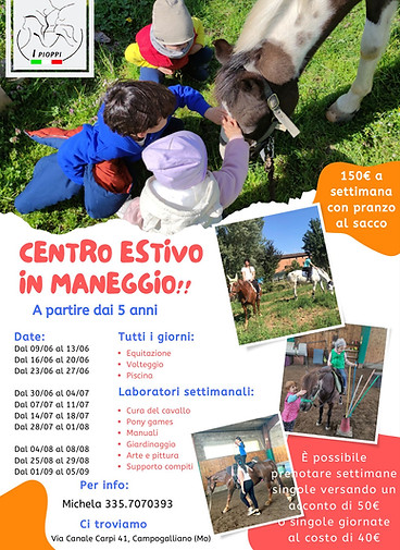 centro estivo 2025 per bambini in provincia di Modena, laboratori tra cavalli e natura