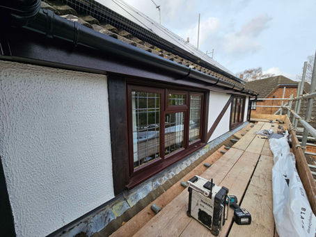 New Rosewood uPVC boards & Deepflow gutters.