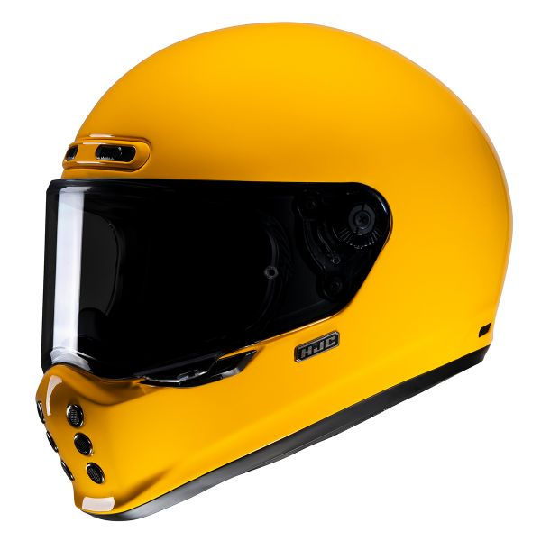 Miniature : Casque Intégral Fibre Vintage HJC V10 vue de profil Uni Jaune
