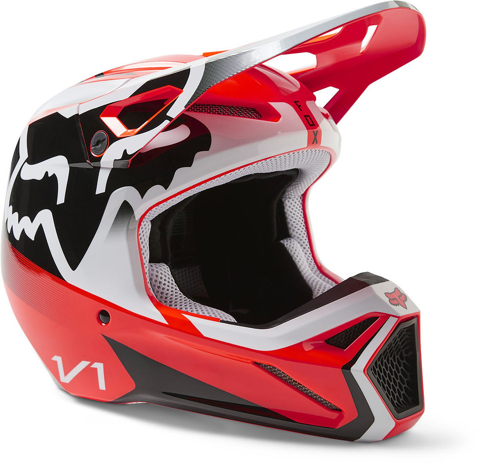 Miniature : Casque Cross Injecté FOX V1 Leed Mips vue de profil gaucheOrange Fluo