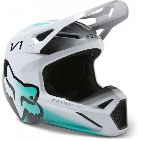 Miniature : Casque Cross Injecté FOX V1 Leed Mips vue de profil Blanc Mat