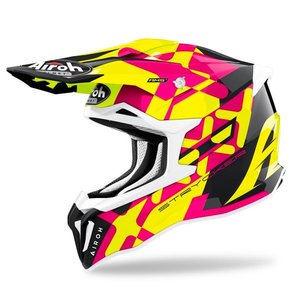 Miniature : Casque Cross Fibre AIROH Stricker AMS 2 de côté Rose Gloss